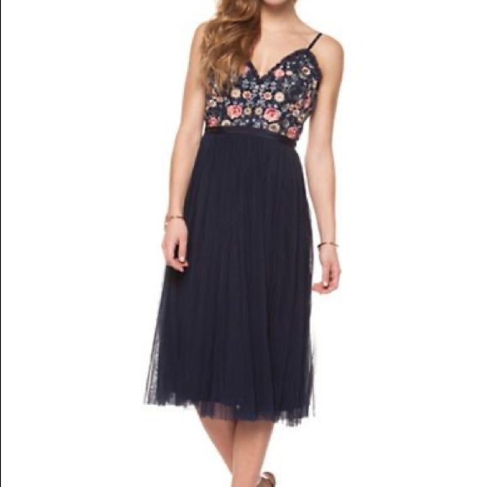 OBD Embroidered Floral Tulle Fit-&-Flare Dress